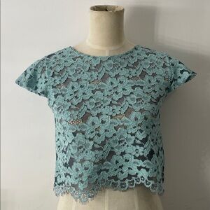 Alexis Teal and Black Lace Top